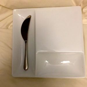 Crate and barrel cheese and cracker server with knife